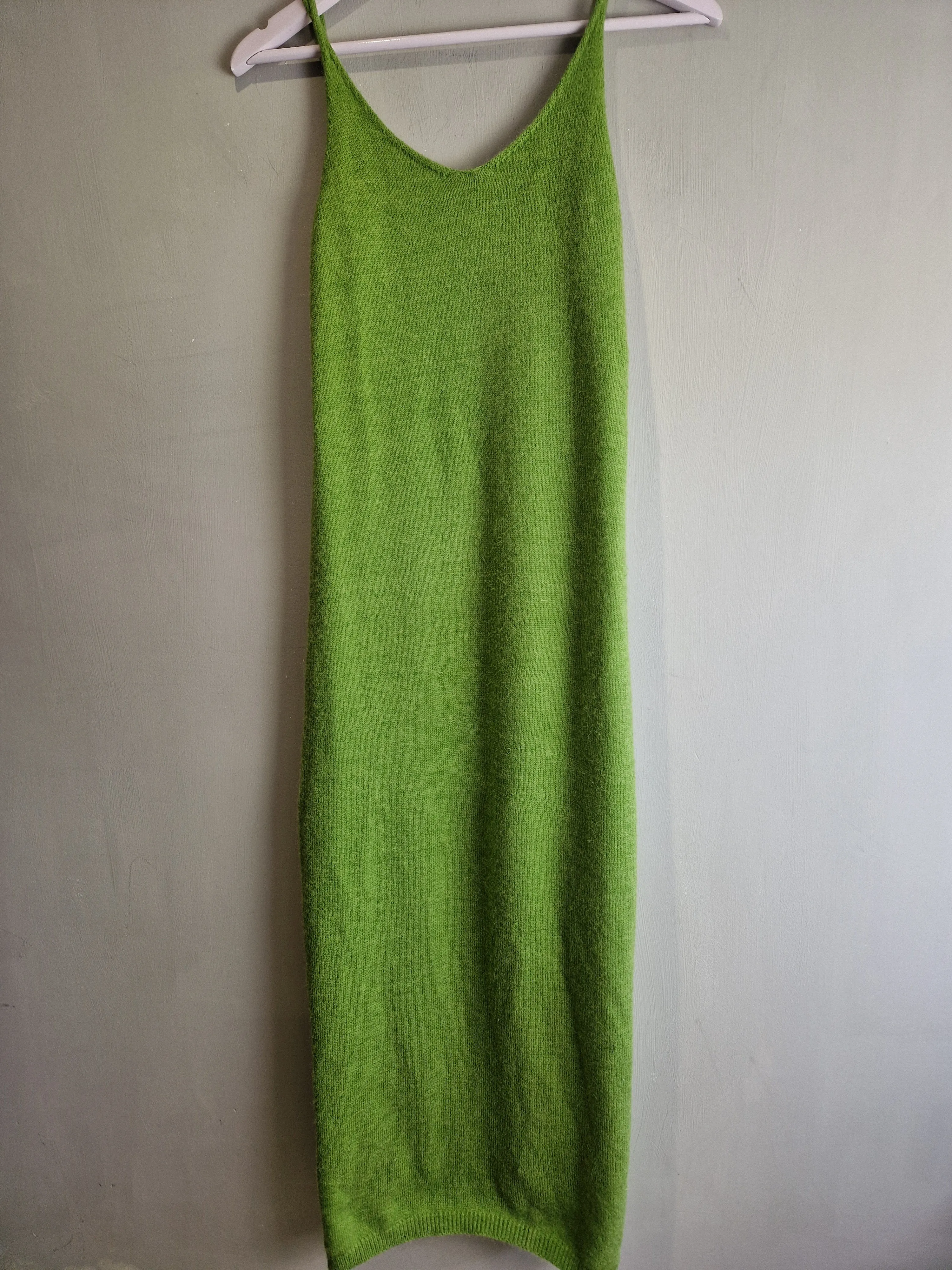 Never Fully Dressed green knitted slip dress - size 12