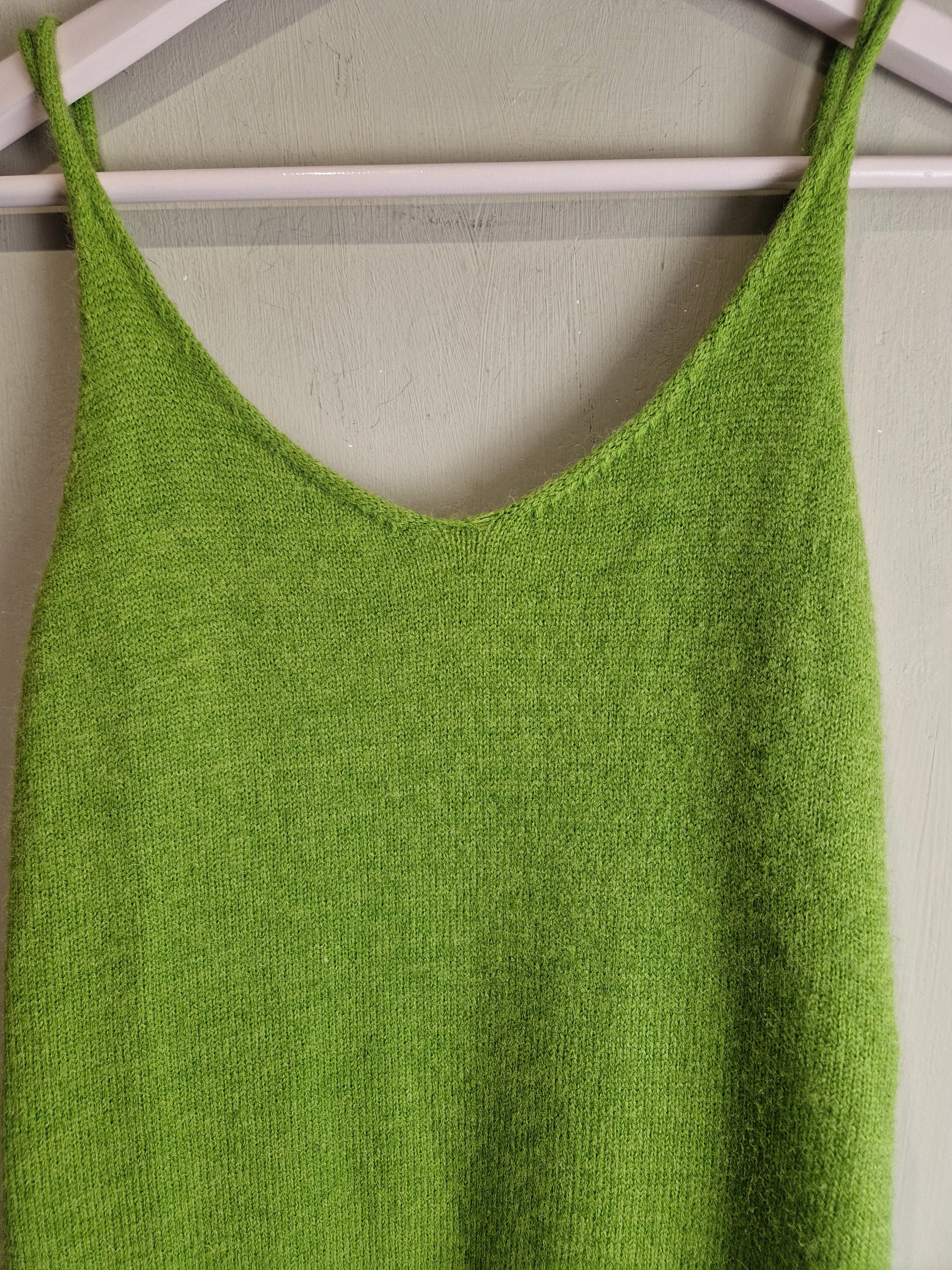 Never Fully Dressed green knitted slip dress - size 12