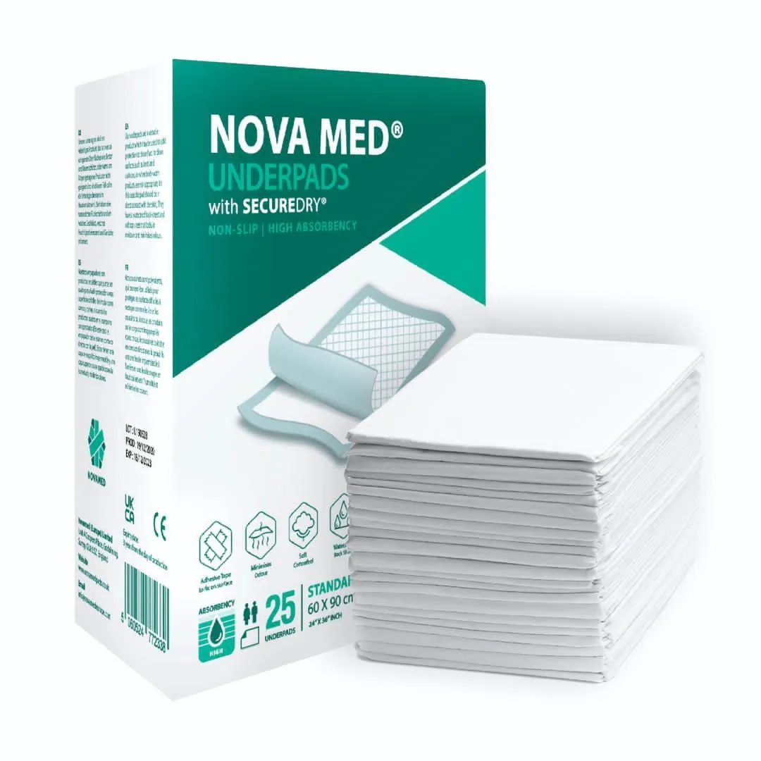 Novamed Bedpads / Underpads - 60x90cm - Case SAVER Deal - 10 Packs of 25