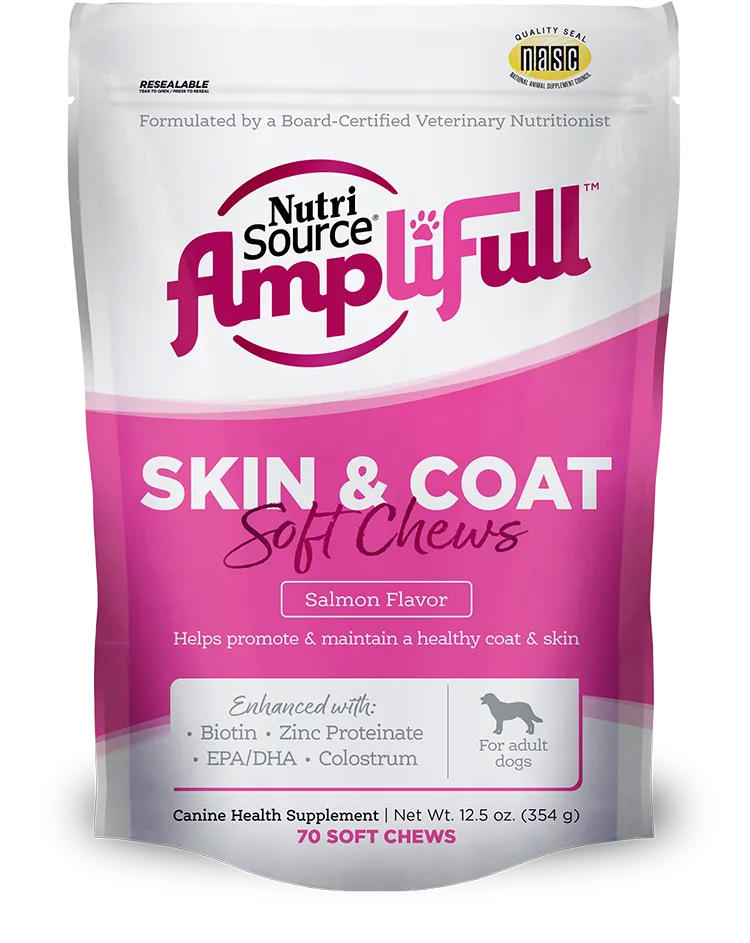 Nutrisource AmpliFull Skin & Coat Dog Soft Chew Supplement