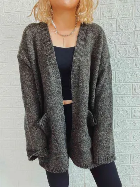 Open Front Long Sleeve Cardigan with Pockets