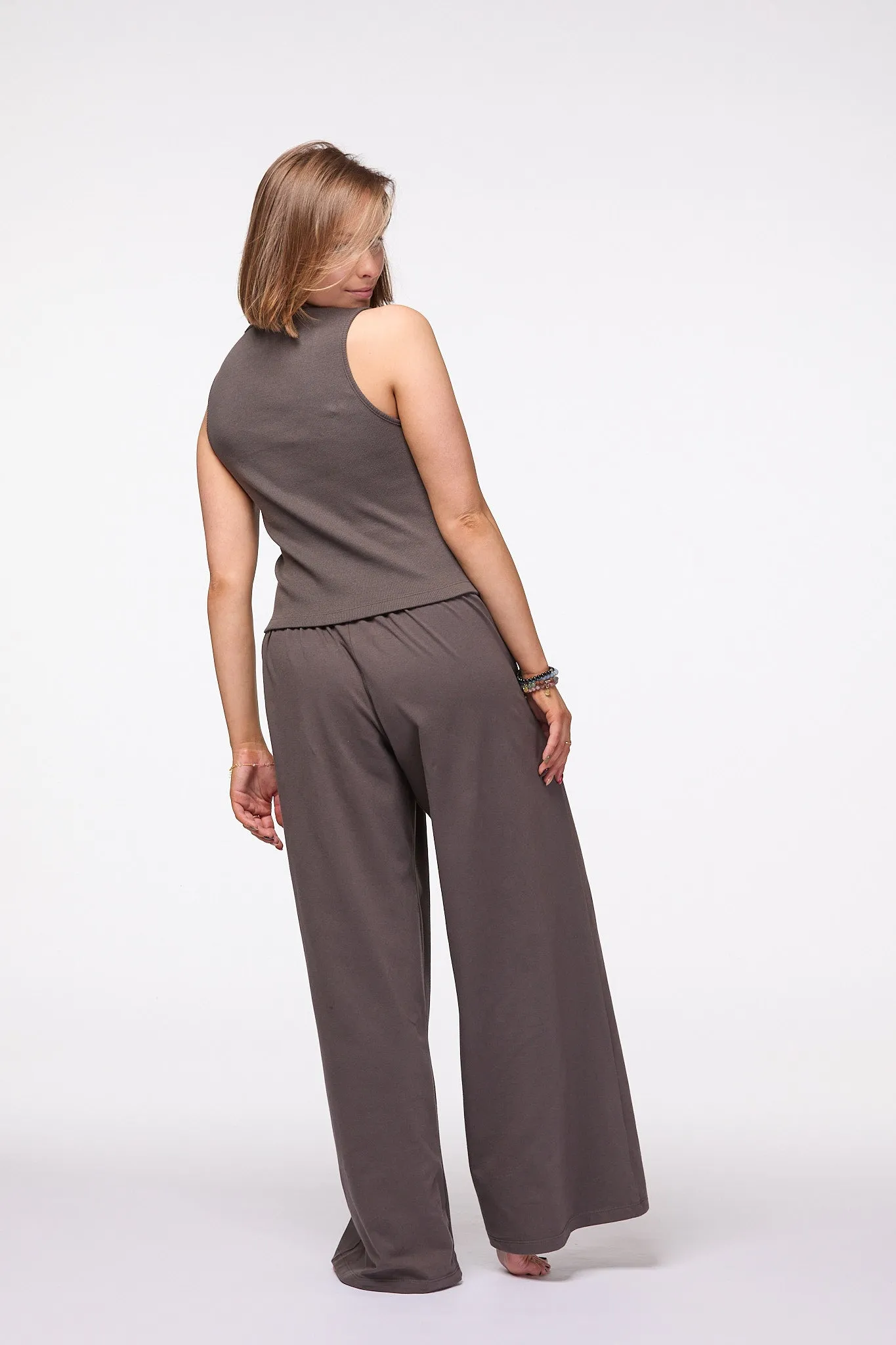 Palazzo Wide Leg Pants | Brown