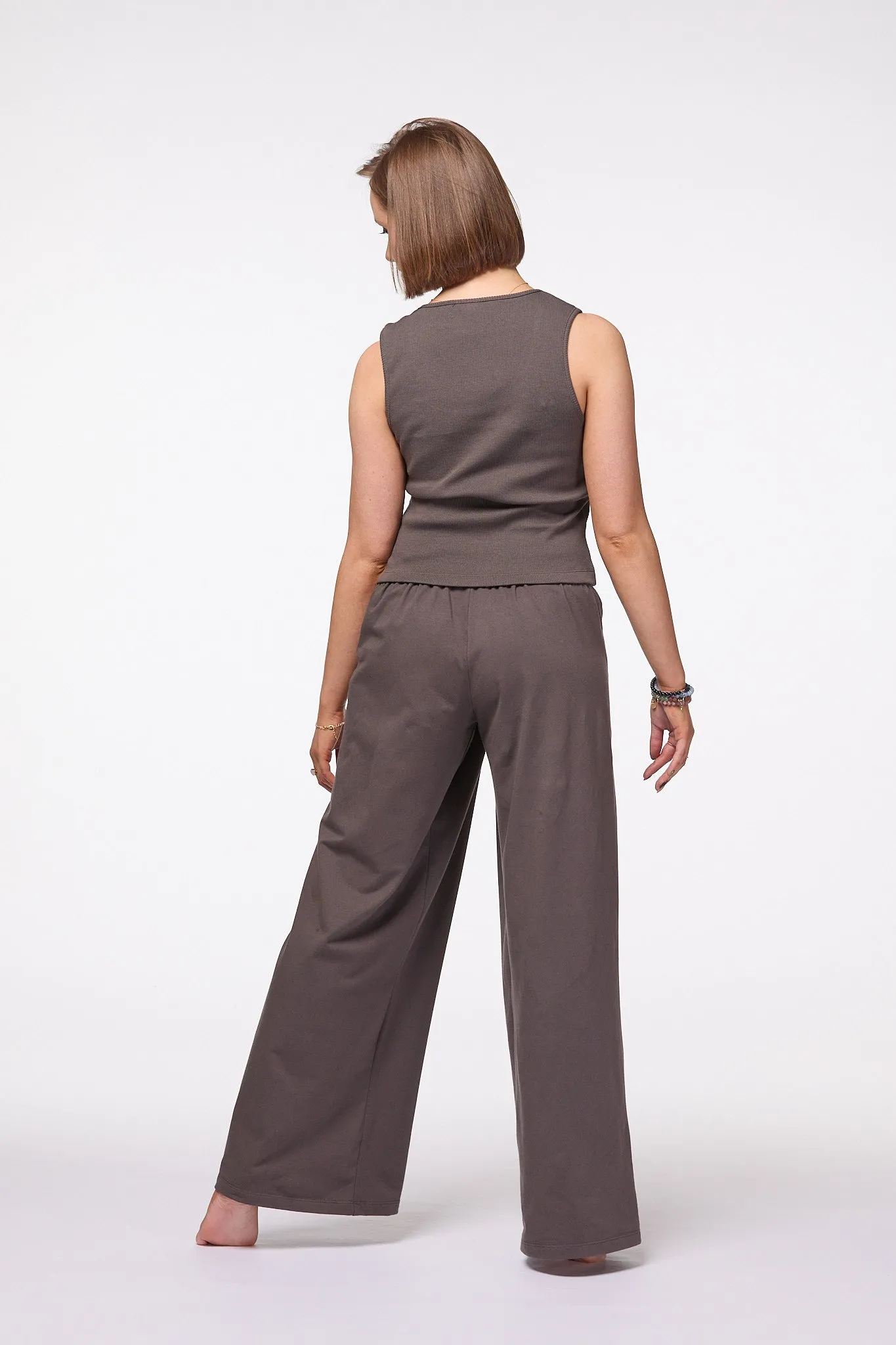 Palazzo Wide Leg Pants | Brown