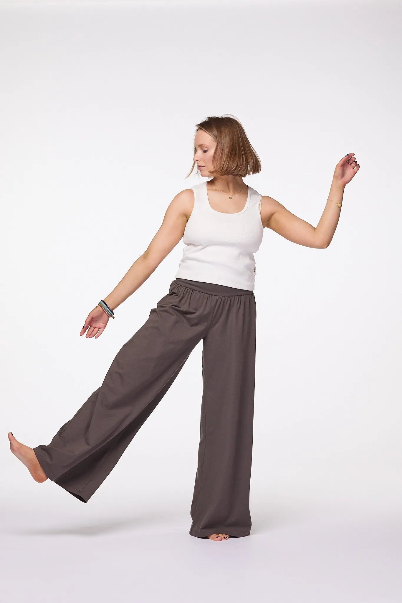 Palazzo Wide Leg Pants | Brown