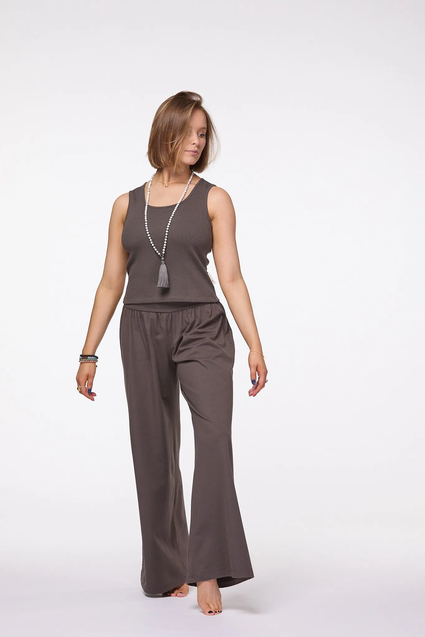 Palazzo Wide Leg Pants | Brown