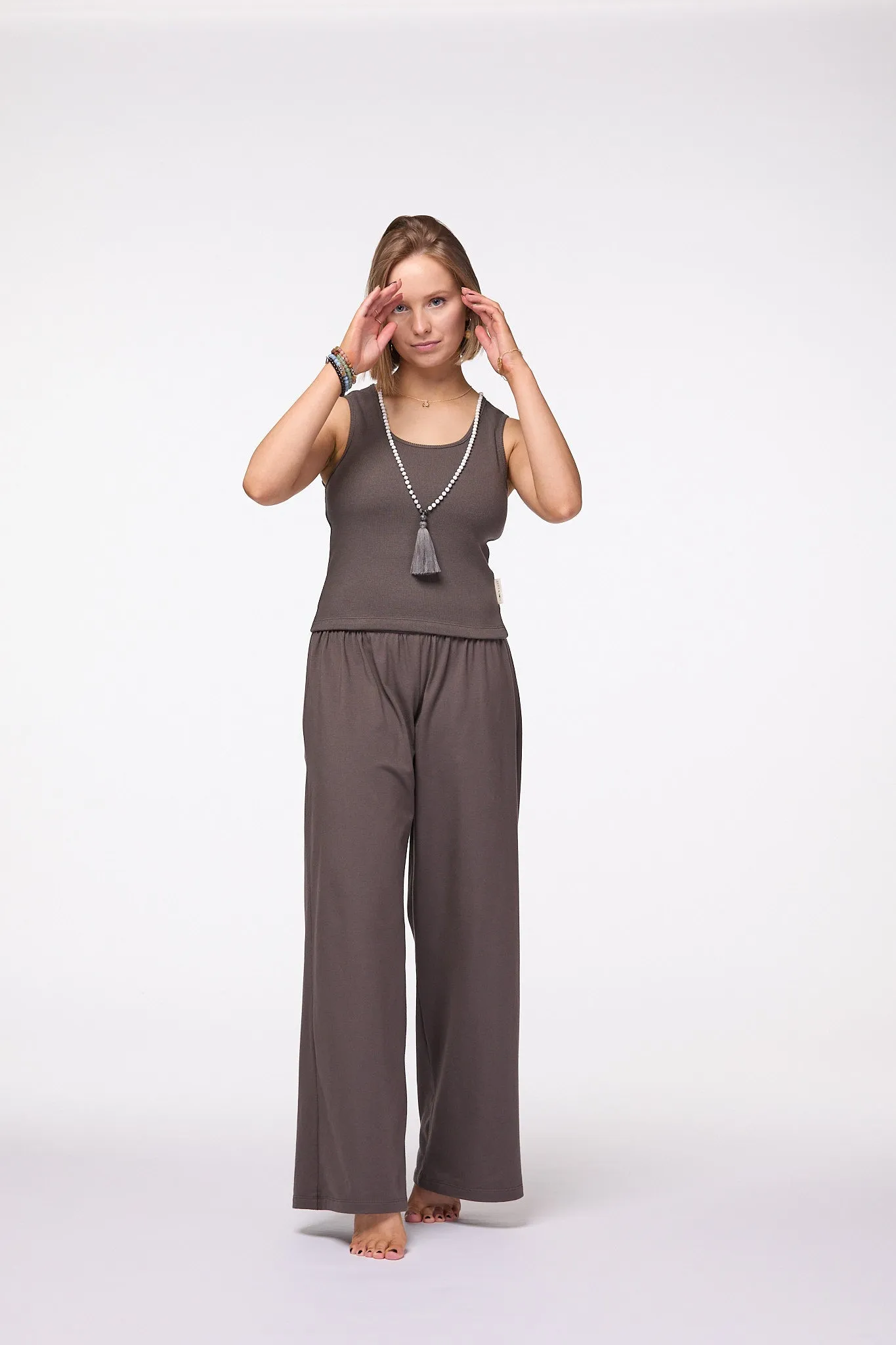 Palazzo Wide Leg Pants | Brown