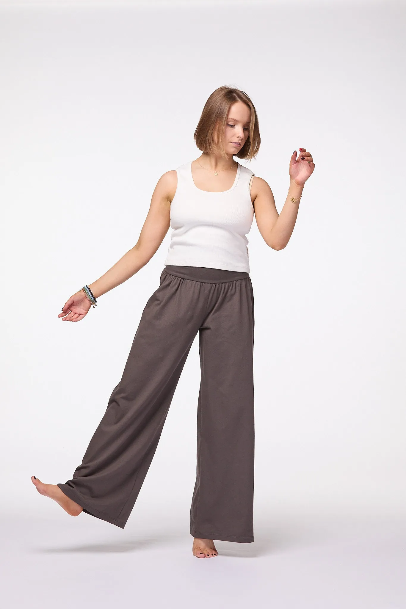 Palazzo Wide Leg Pants | Brown