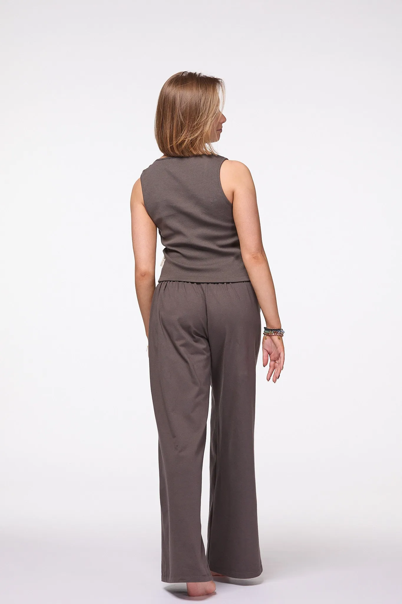 Palazzo Wide Leg Pants | Brown