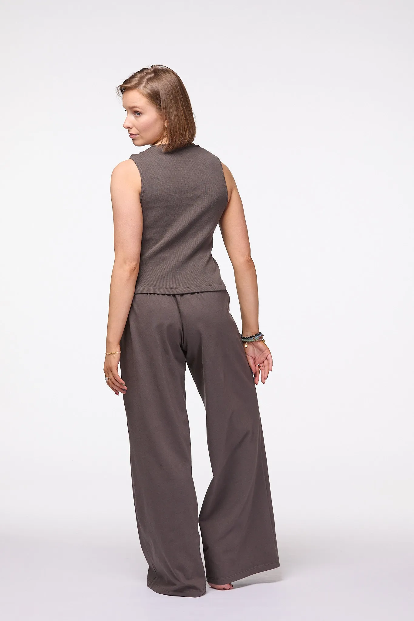 Palazzo Wide Leg Pants | Brown