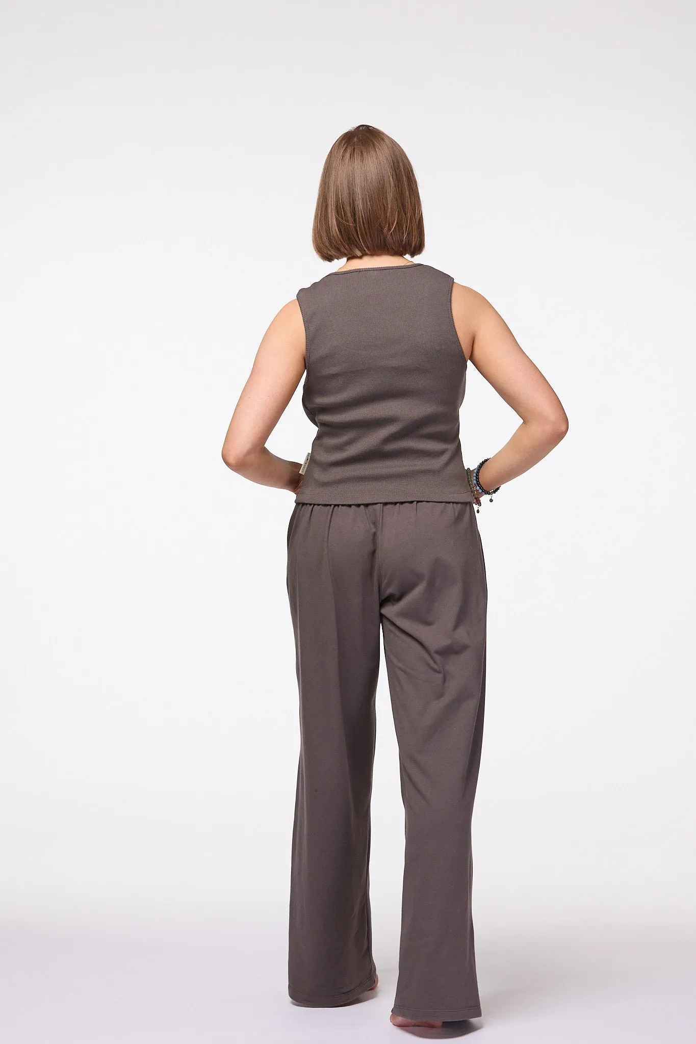 Palazzo Wide Leg Pants | Brown