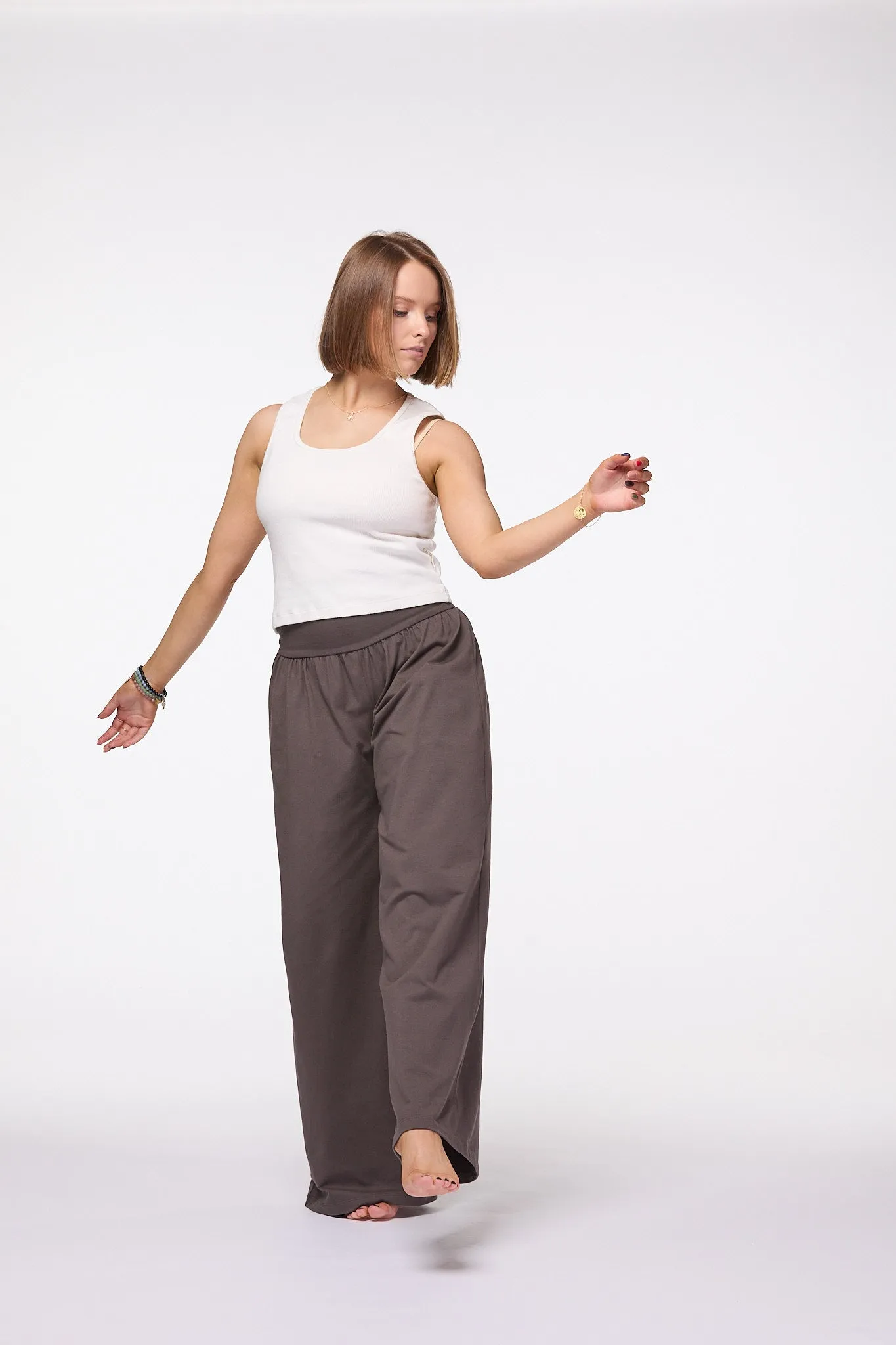 Palazzo Wide Leg Pants | Brown