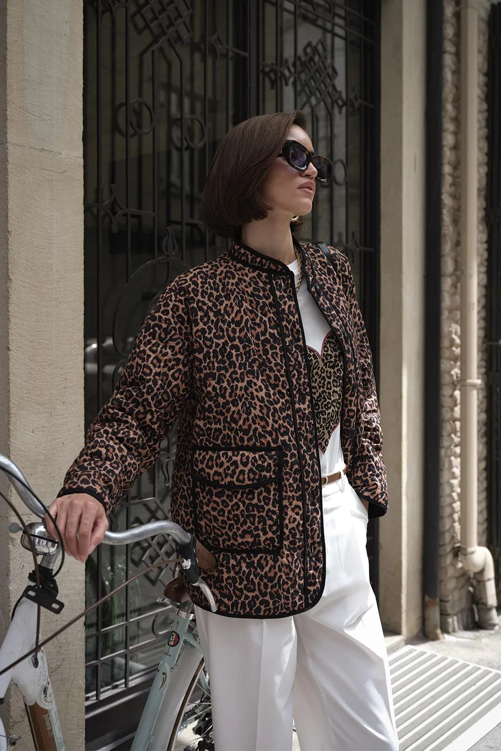 Patterned Quilted Coat Leopard