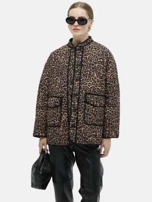 Patterned Quilted Coat Leopard