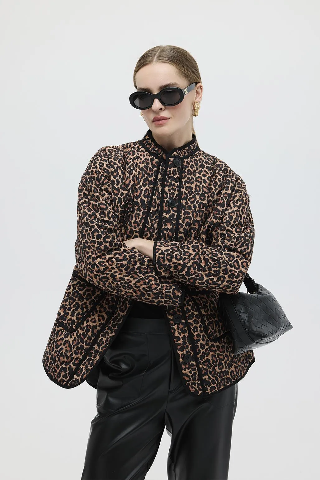 Patterned Quilted Coat Leopard