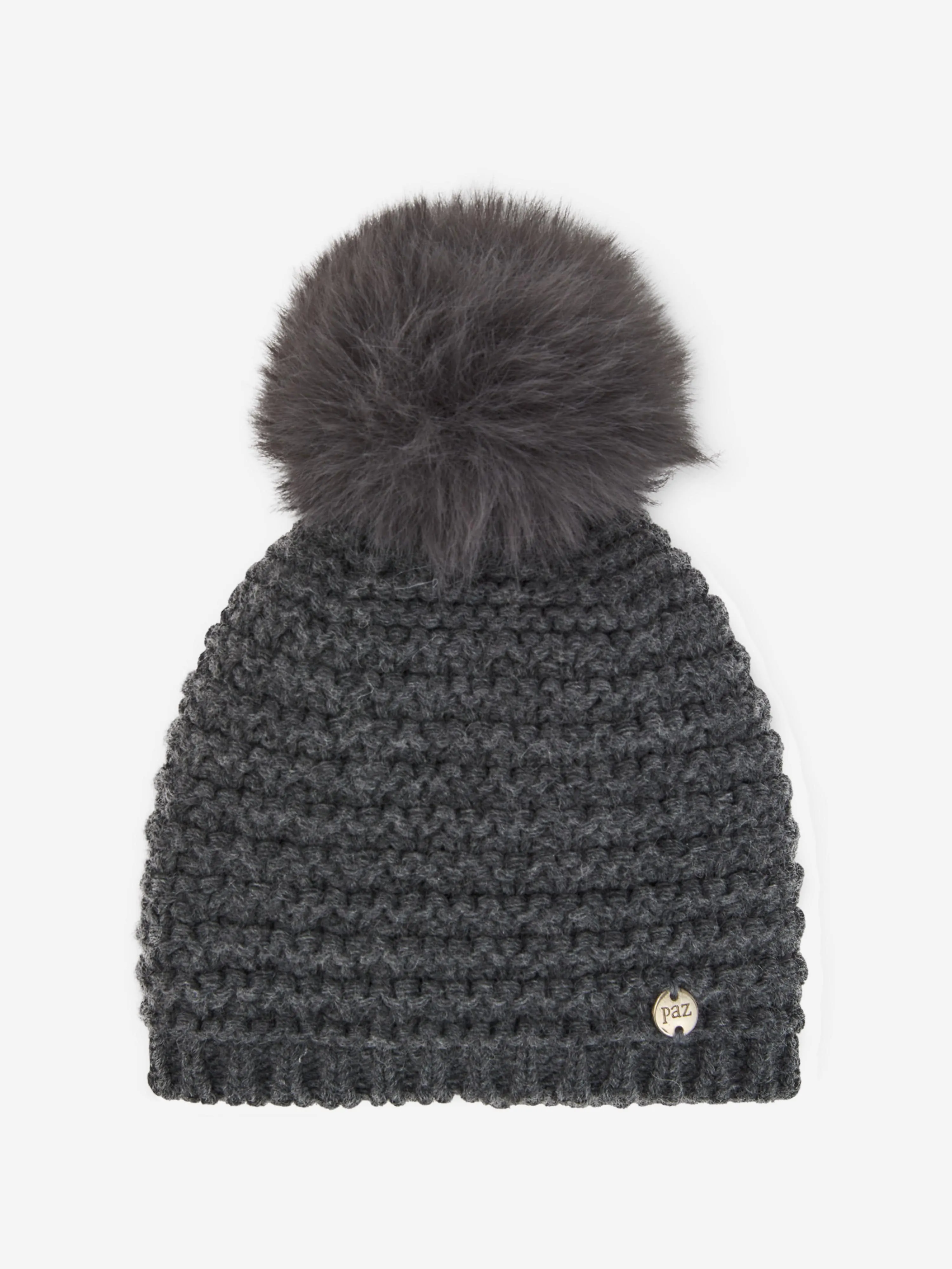 Paz Rodriguez Baby Wool Knit Pom-Pom Hat in Grey