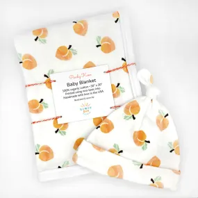 Peachy Keen Newborn Hat & Blanket Baby Gift Set