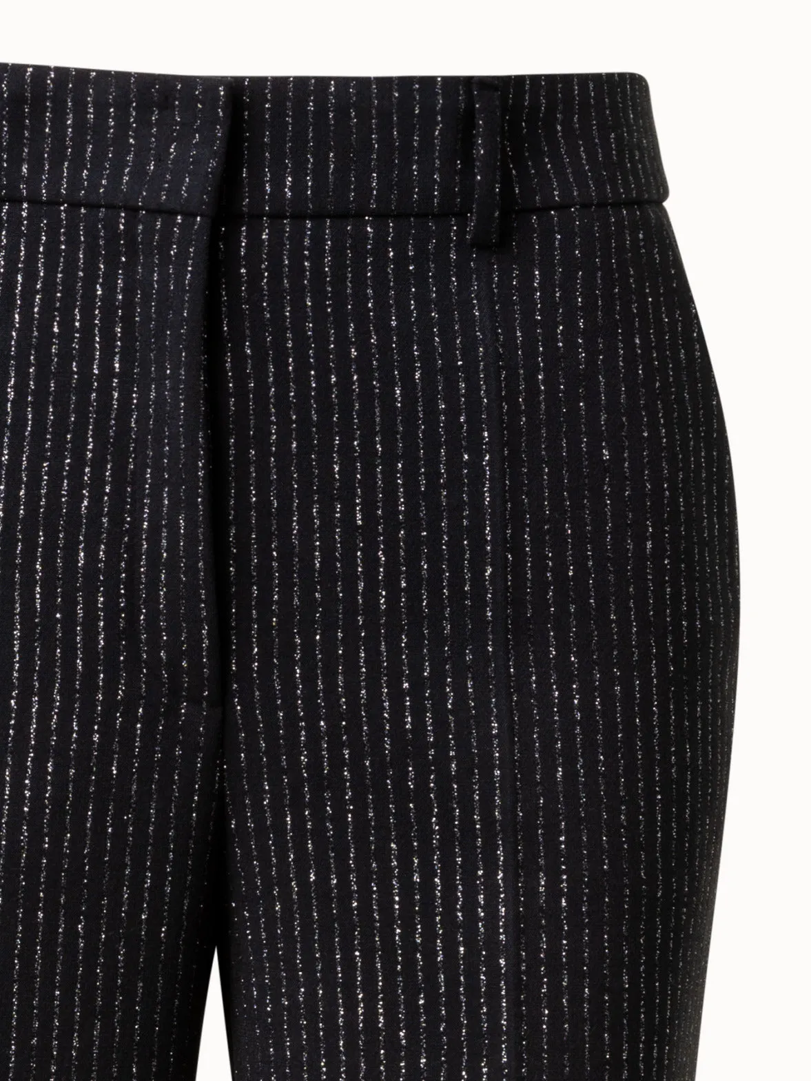 Pebble Crêpe Tapered Pants with Metallic Pin Stripes