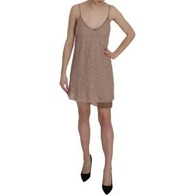 PINK MEMORIES Beige A-Line Spaghetti Strap Mini Dress