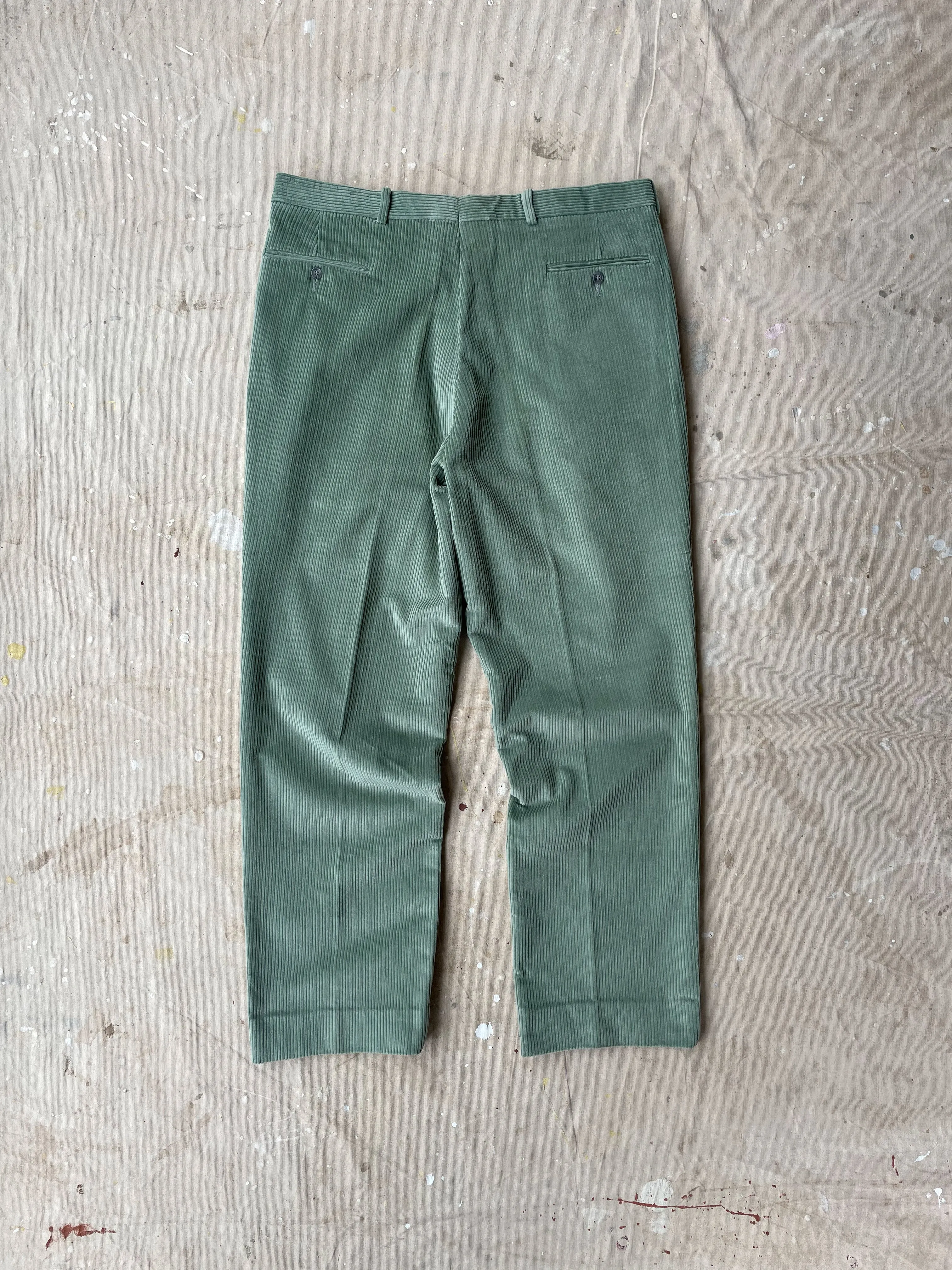 PLEATED CORDUROY PANTS—MINT [38X31]