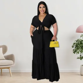 Plus Size Two-Piece Wide-Leg Pants Set