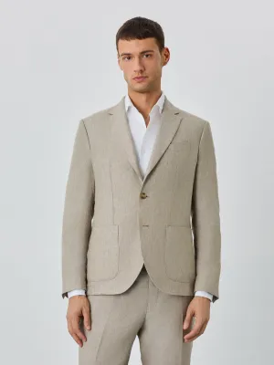 Premium Blazer With Patch Pockets And Special Pin In Linen