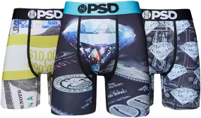 PSD Men's 3-Pack Stretch Elastic Wide Band Boxer Brief - Dark Money