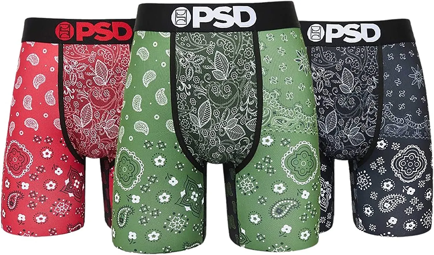 PSD Men's Boxer Brief Multi/Core Bandana 3Pk