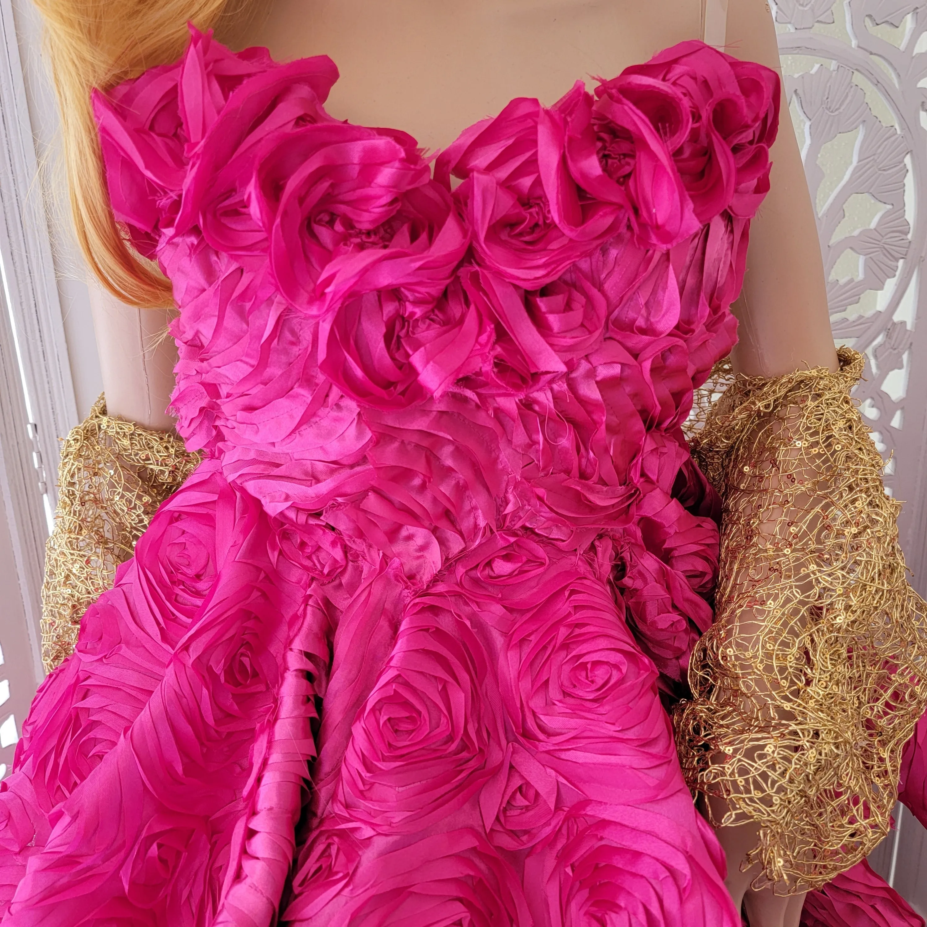 "CALLIA" Hot Pink Satin Wedding Ballgown Set Without Jacket (Custom Order)