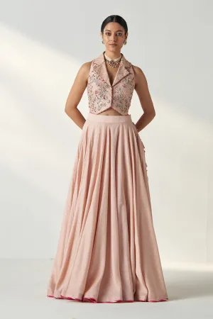 Rajita Blush Pink Gillet Lehenga Set