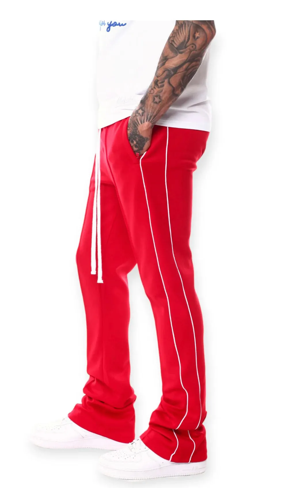 Rebel Mind - Stacked Track Pant - Red