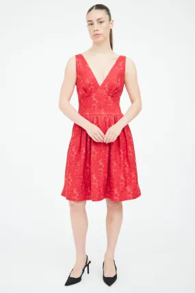 Red Brocade Bow Dress