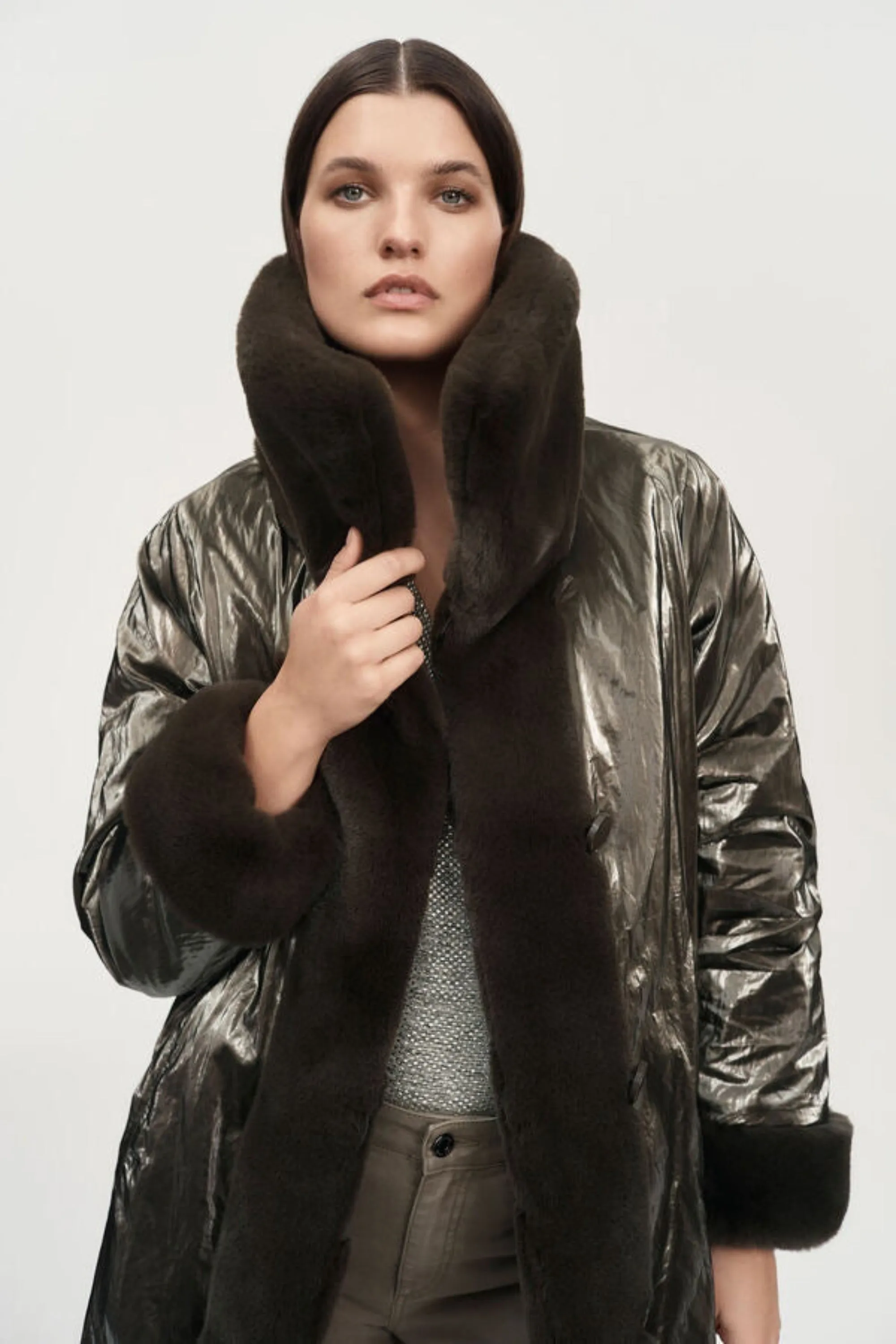 REVERSIBLE FAUX FUR COAT