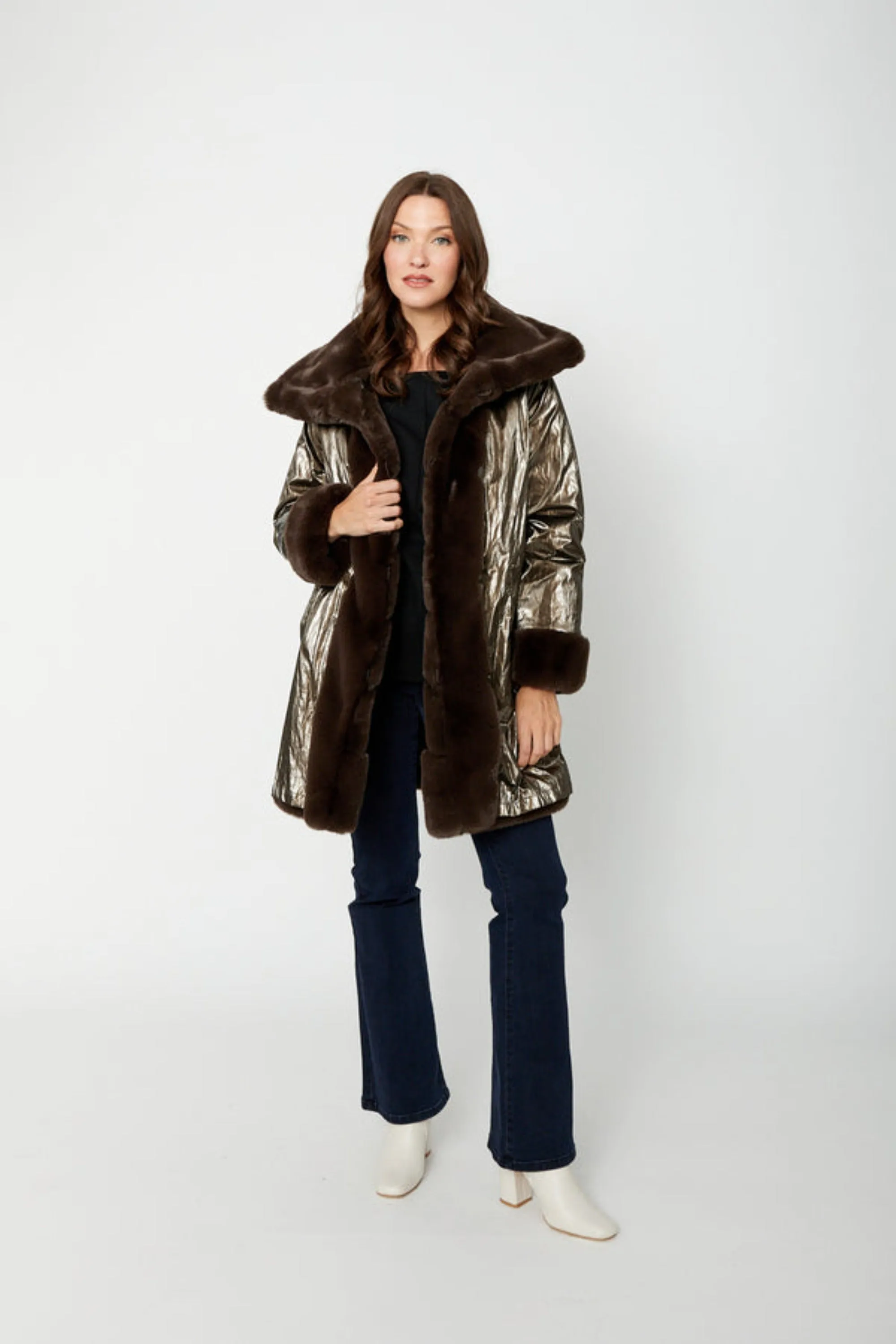 REVERSIBLE FAUX FUR COAT