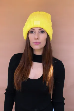 Ribbed Beanie Hat - Lemon