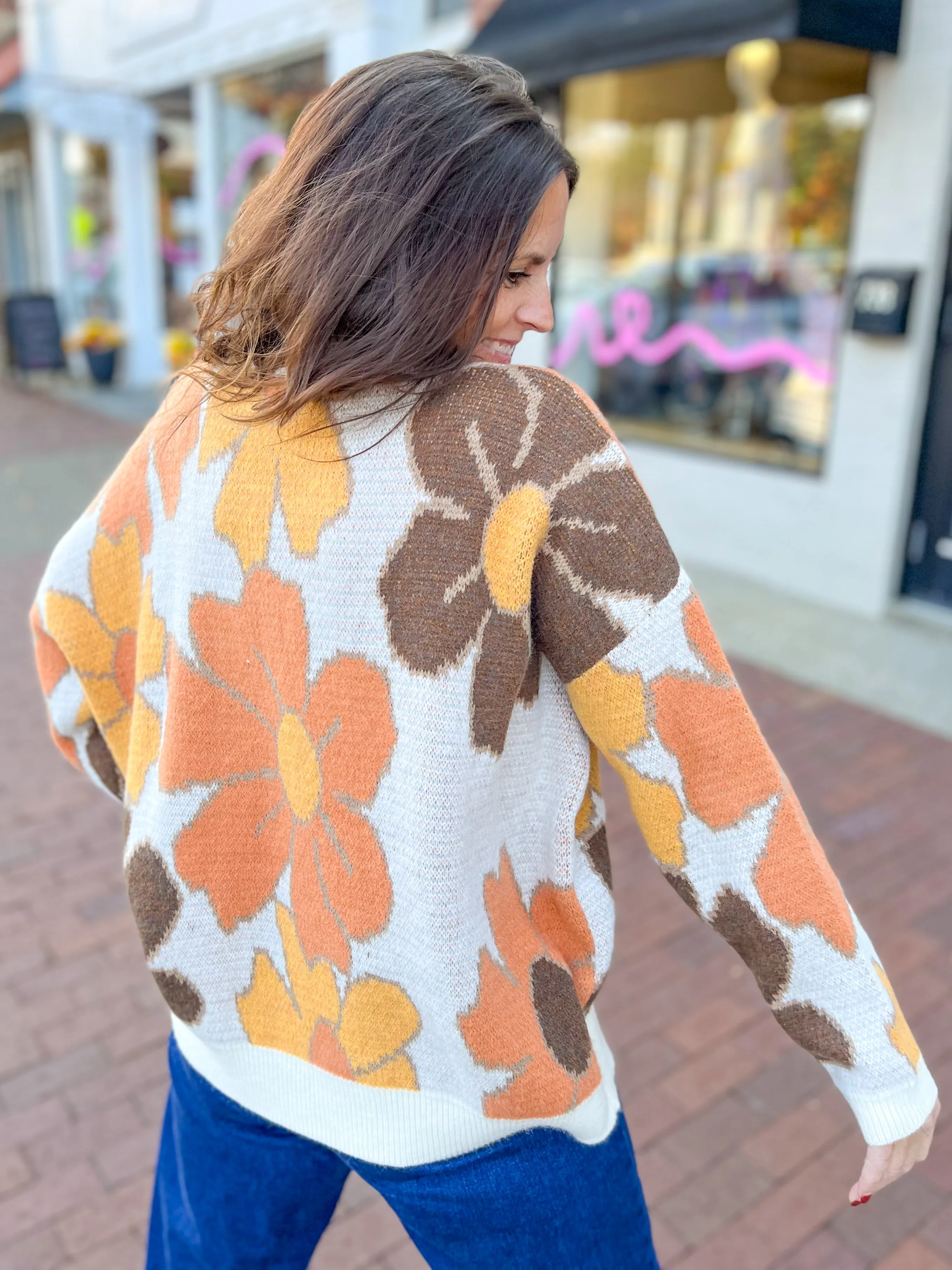 Rust Mix Flower Sweater