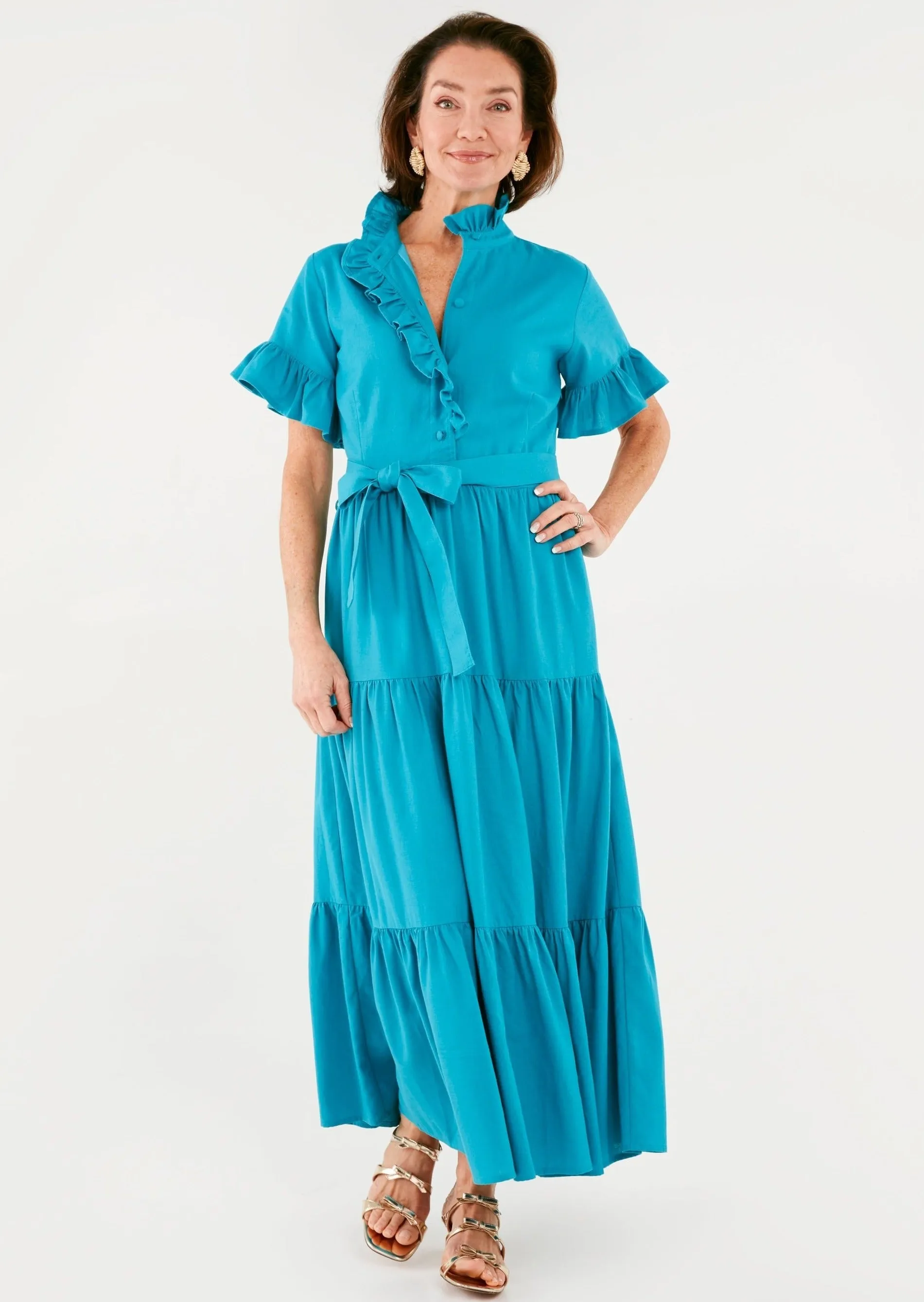 Sadie Maxi Dress Coastal Blue Linen