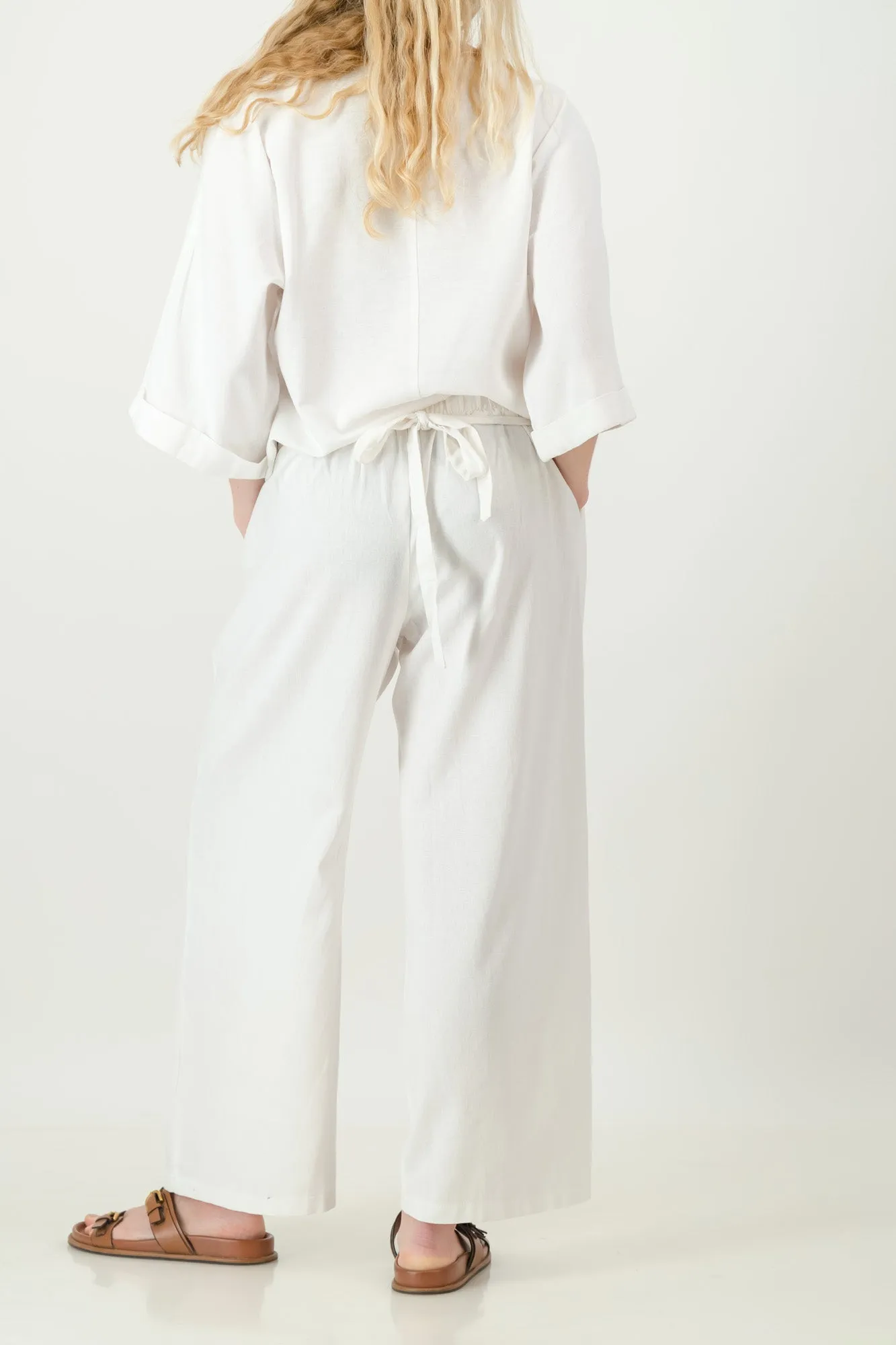 Sandy Linen Tie-Front Pants