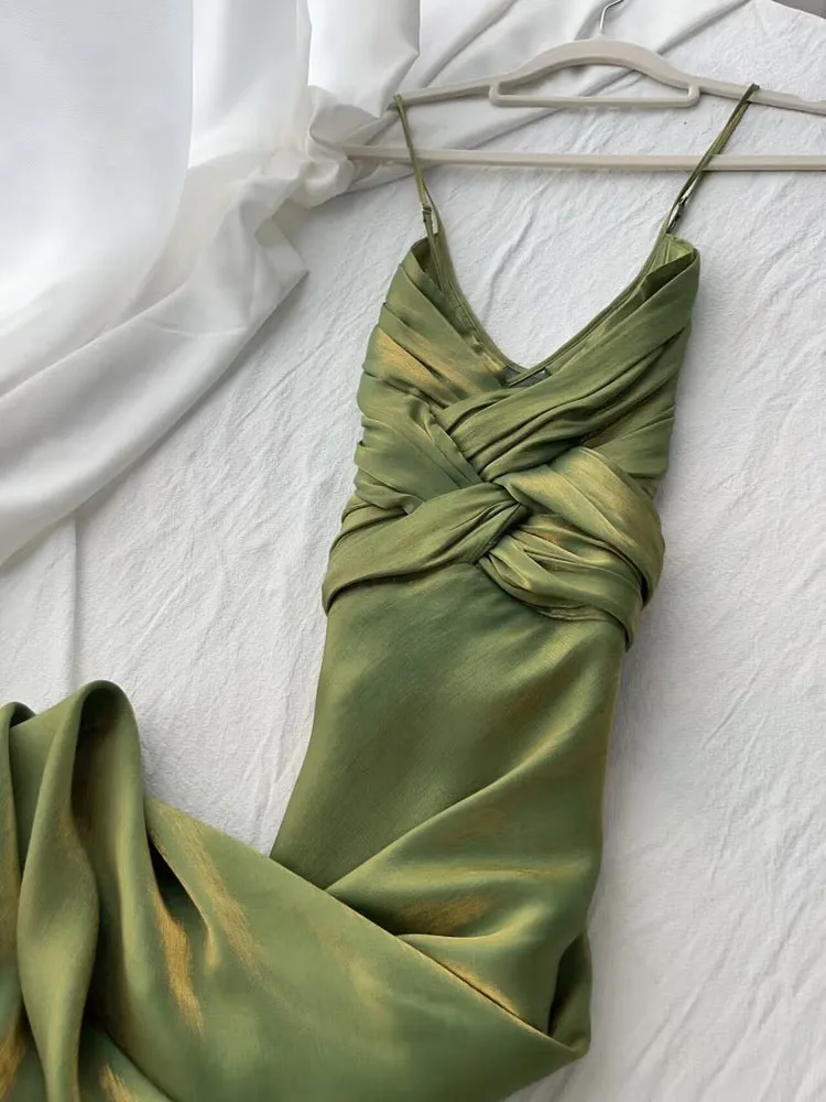 Semi-Formal Sage Green Dress for Wedding Guest