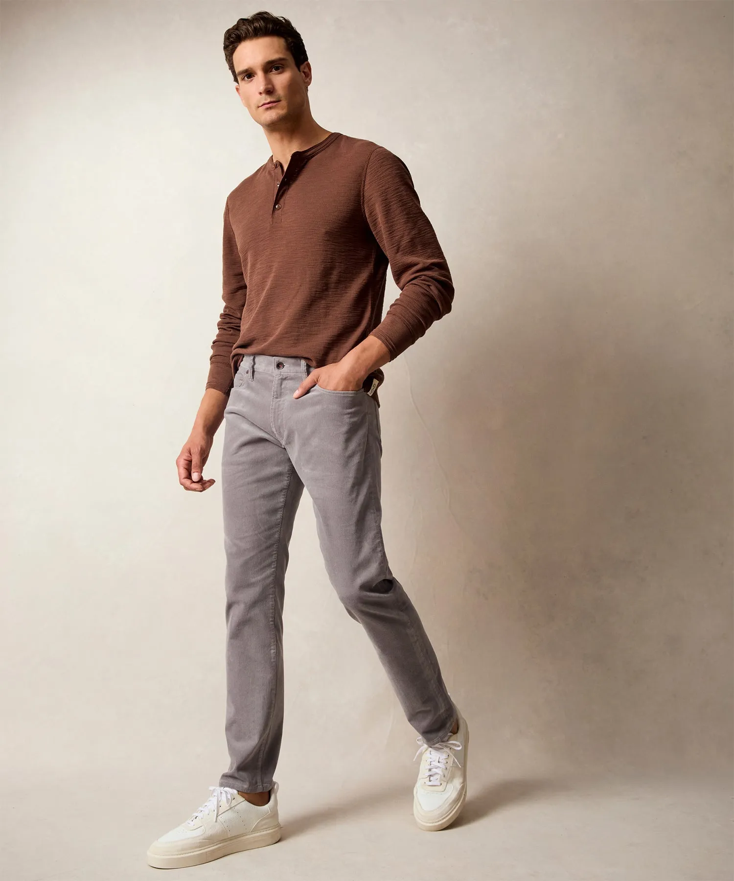 Slim Fit 5-Pocket Corduroy Pant in Graystone