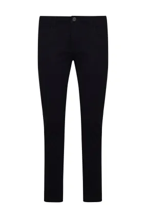 Slim Fit Cotton Navy Low Waist Casual Pants