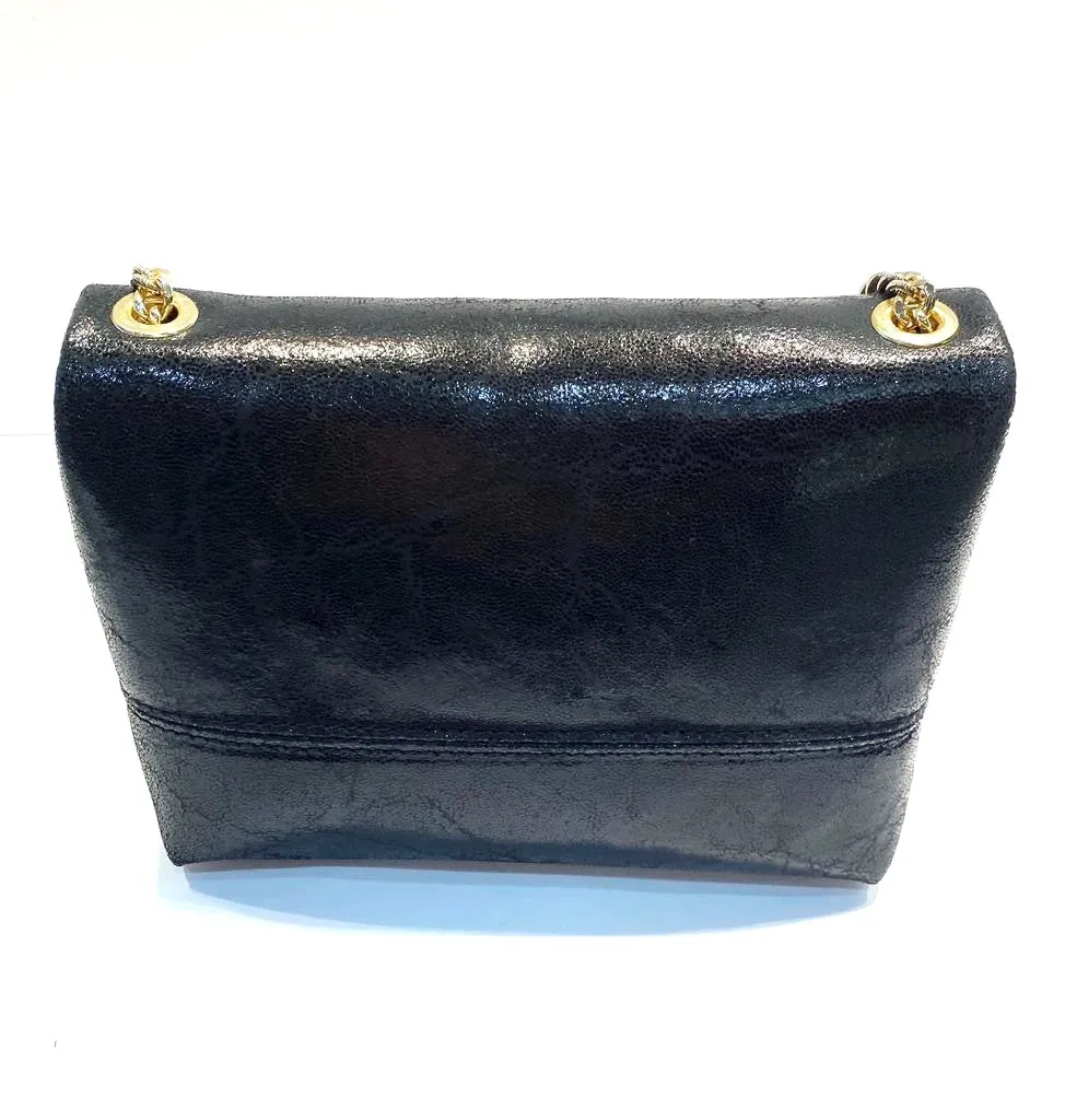 Small Black Italian Leather Crossover Bag