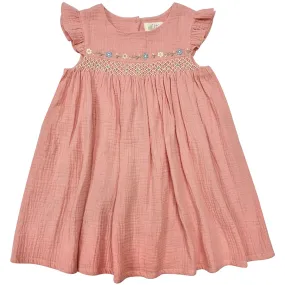 Smocked embroidered Gauze Dress