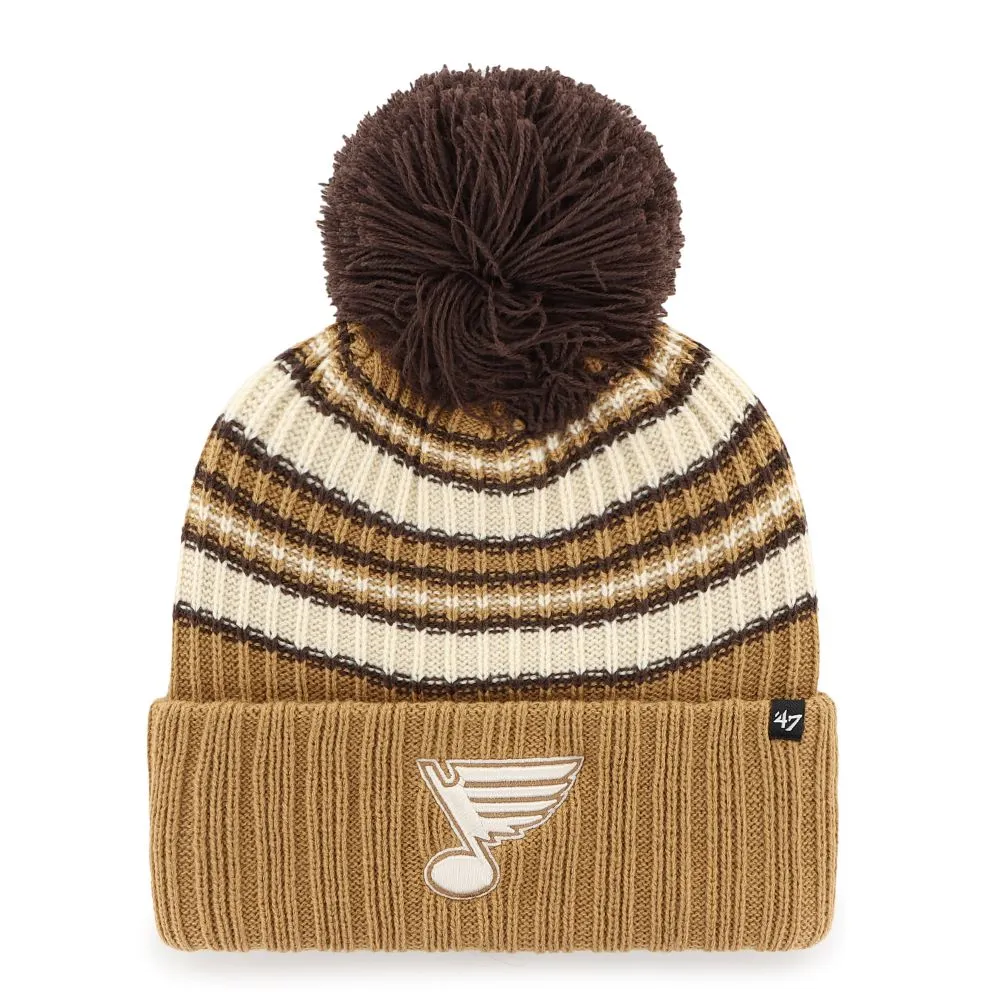 ST. LOUIS BLUES '47 LADIES STRIPED POM KNIT - ESPRESSO