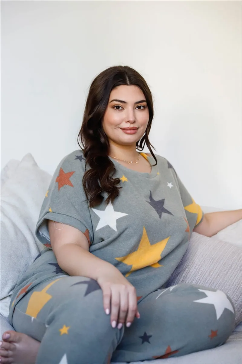 Star Print Loose T-shirt and Sweatpants Set