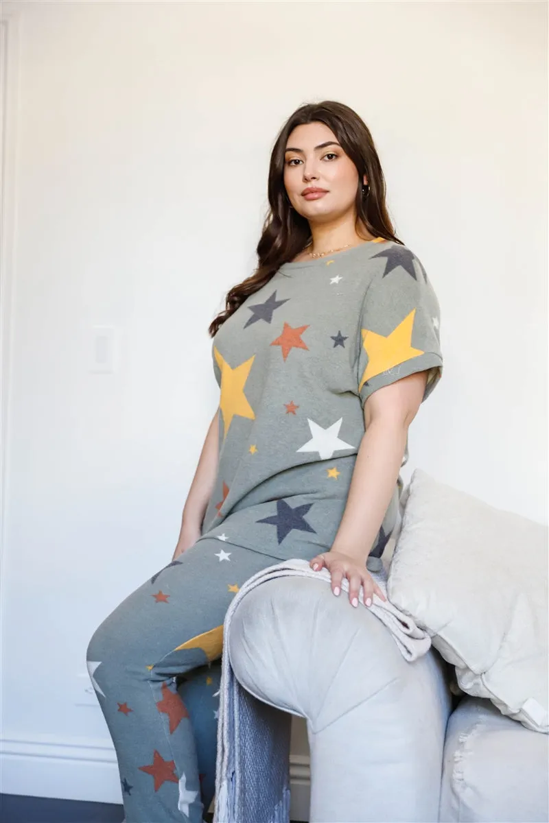 Star Print Loose T-shirt and Sweatpants Set