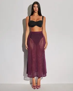 Stitchy Maxi Skirt - Aubergine