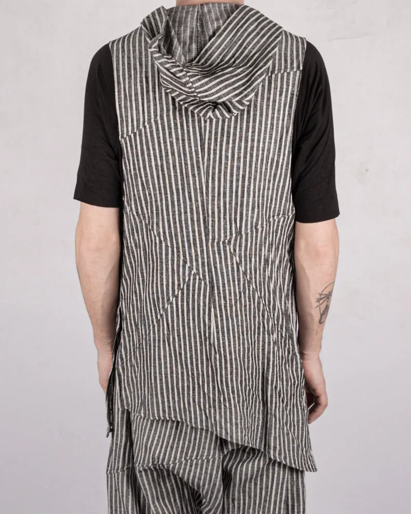 Striped linen cotton gilet