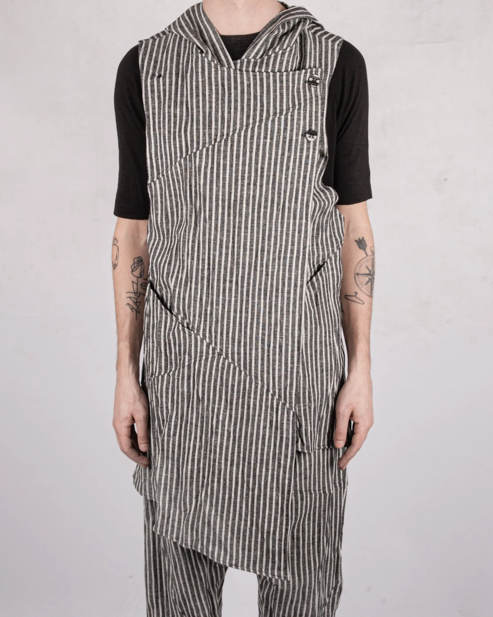 Striped linen cotton gilet