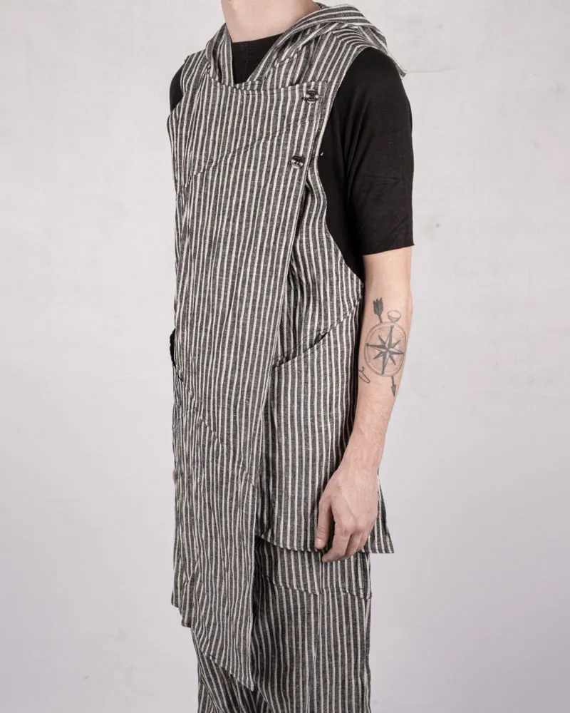 Striped linen cotton gilet