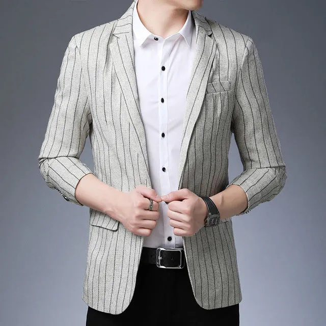 Striped Single Buttoned Businessmen Blazers